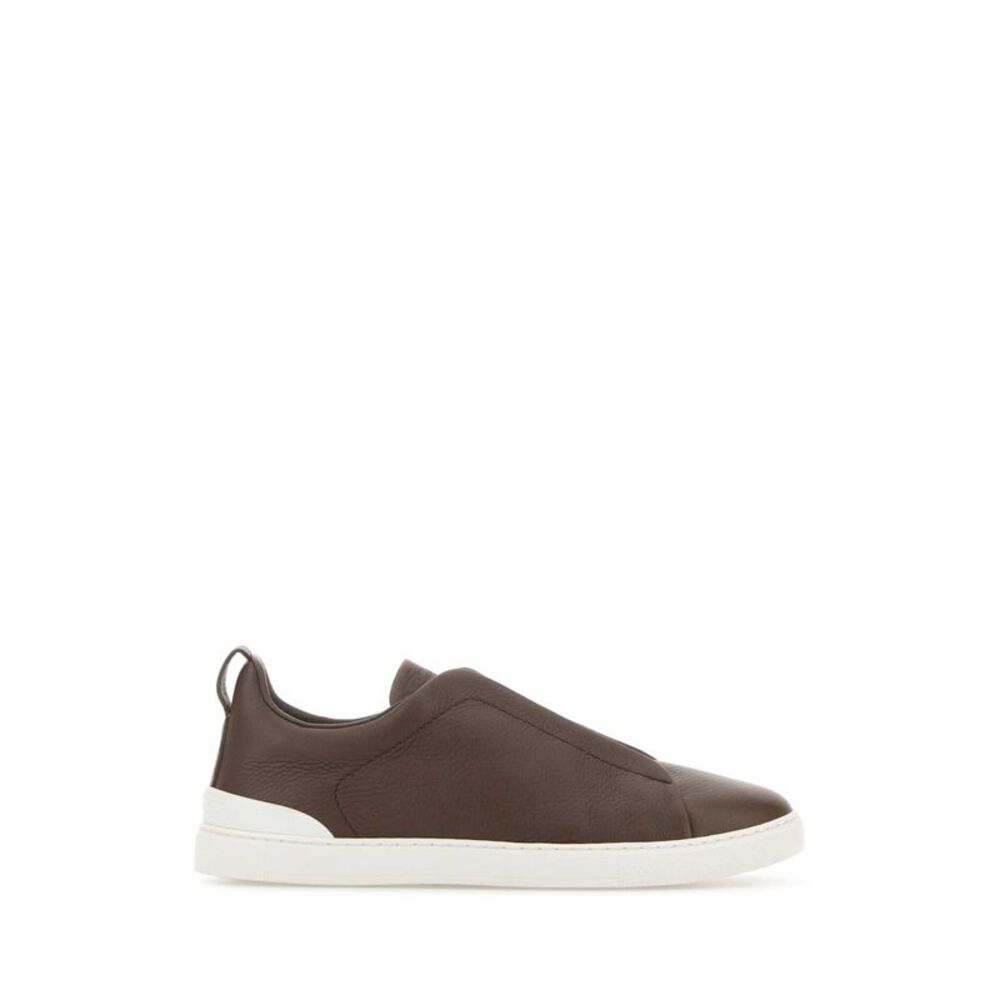 Zegna Men Mud Leather Slip Ons